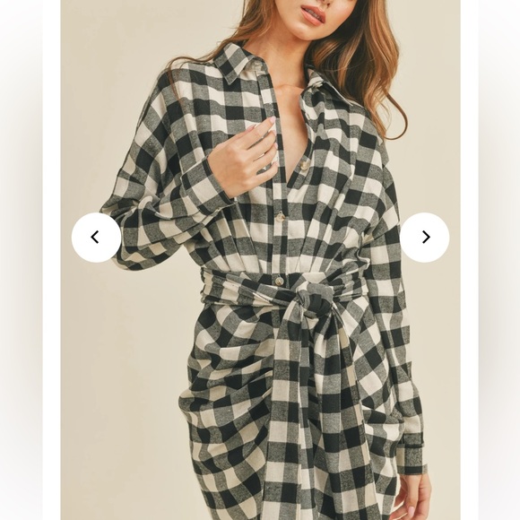 Mable Dresses & Skirts - MABLE Monochrome BLACK AND WHITE Plaid Shirt